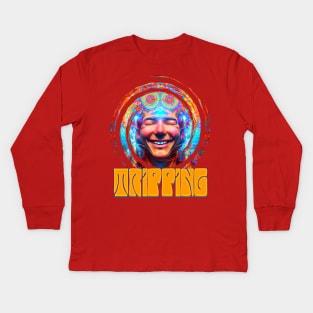 Tripping - Captioned (2) - Trippy Psychedelic Art Kids Long Sleeve T-Shirt